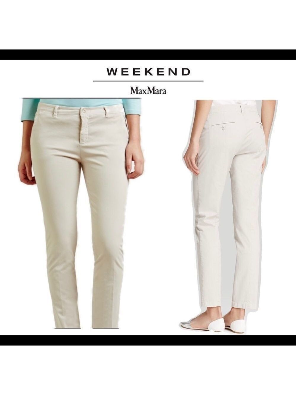 WEEKEND Max Mara Chino Audrey tan beige taupe pants size 8